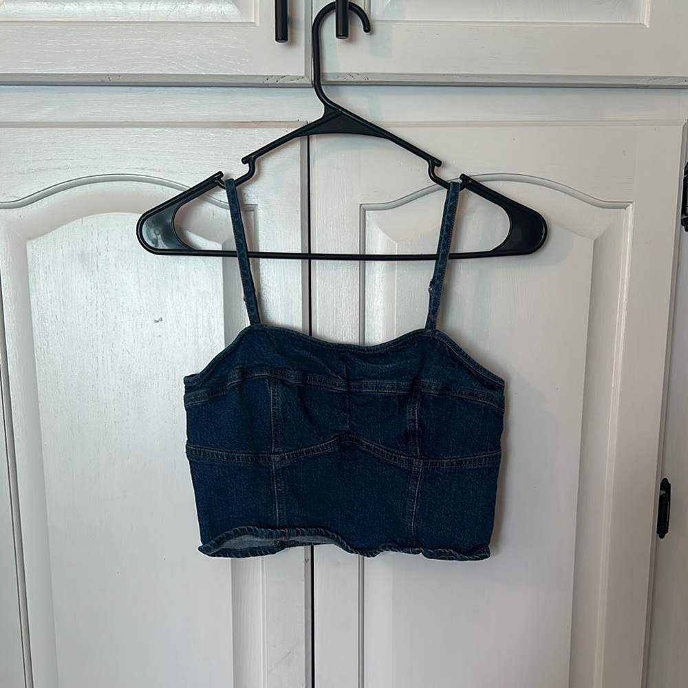 Dark Blue Denim Crop Top